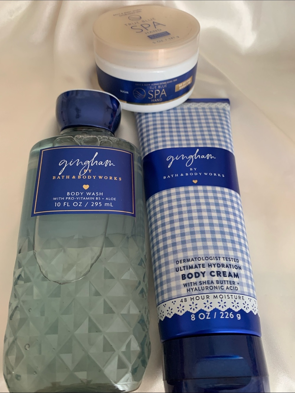 Bath & Body Works Gingham Blue Body Wash Hydration Cream Set